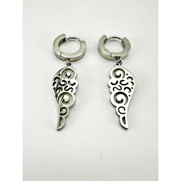 Gümüş Melek Kanat Detaylı Küpe